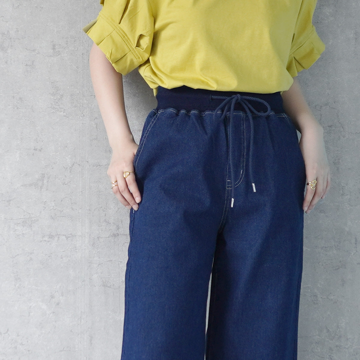 AIRジョグデニムウエストリブワイドパンツ【予約】