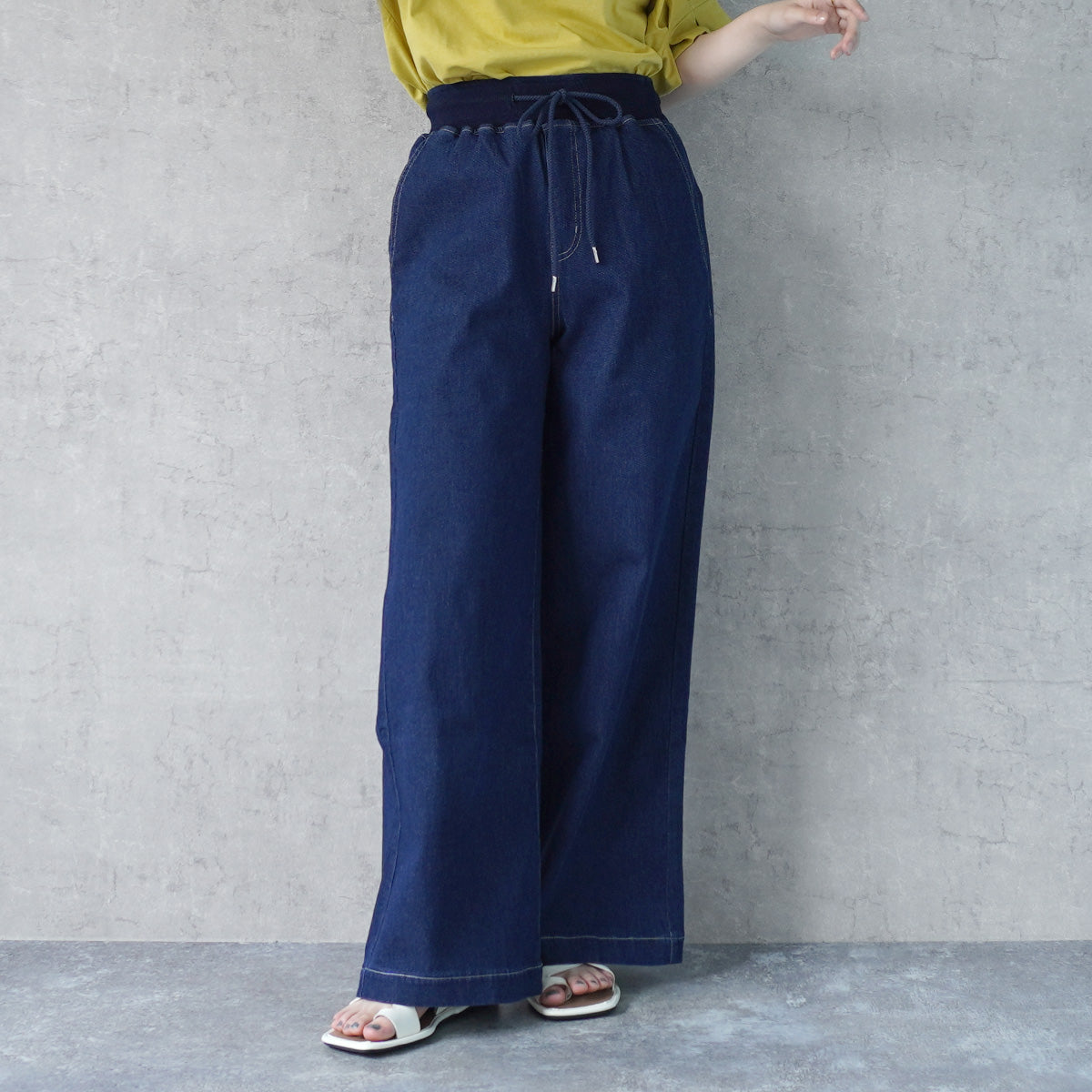 AIRジョグデニムウエストリブワイドパンツ【予約】