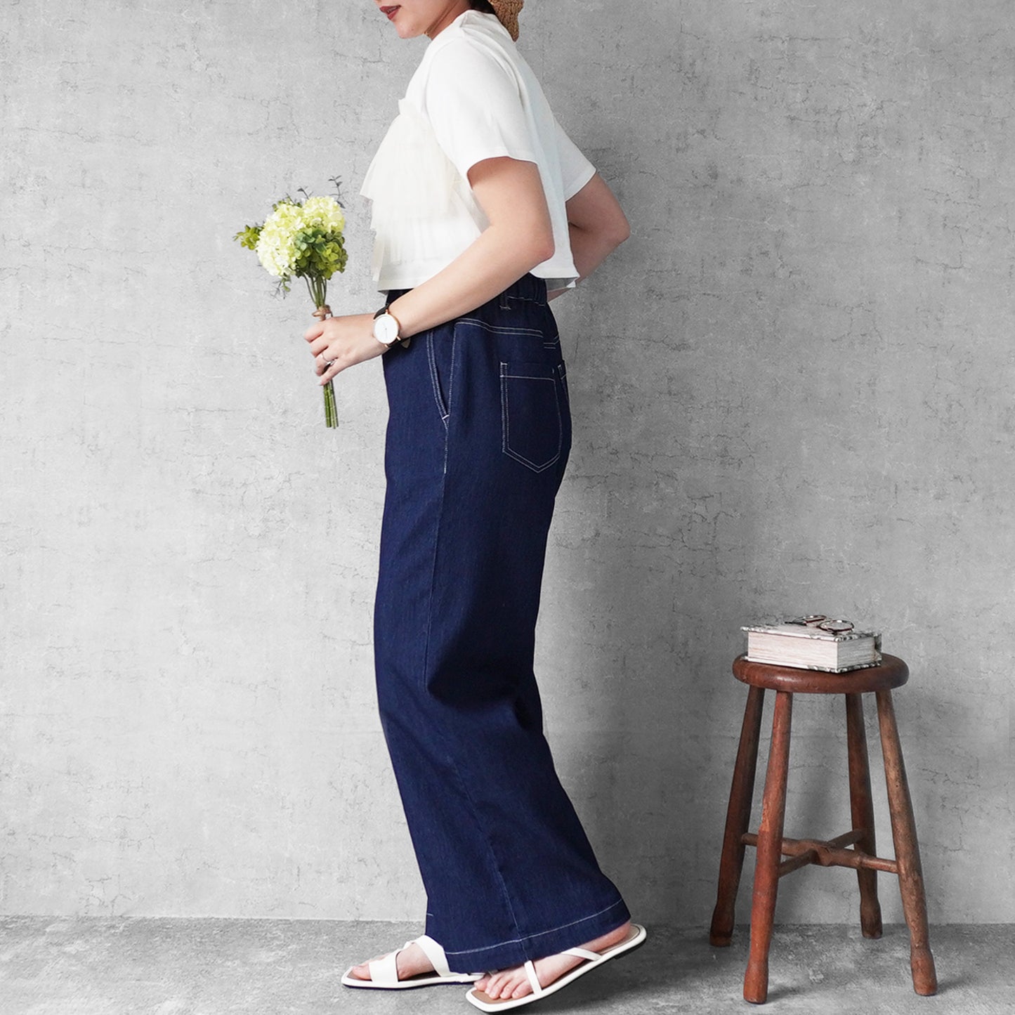 アイスメッシュデニムワイドパンツ