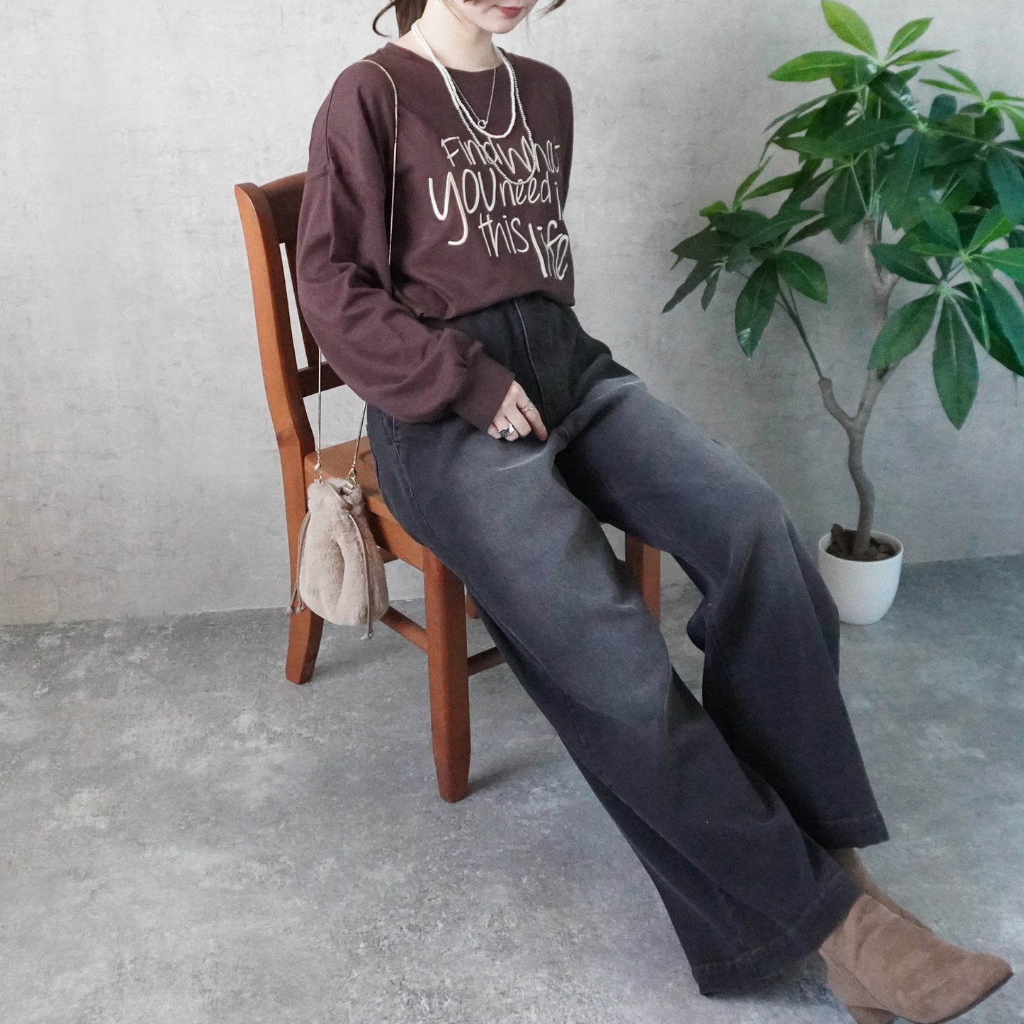 裏起毛ワイドパンツ