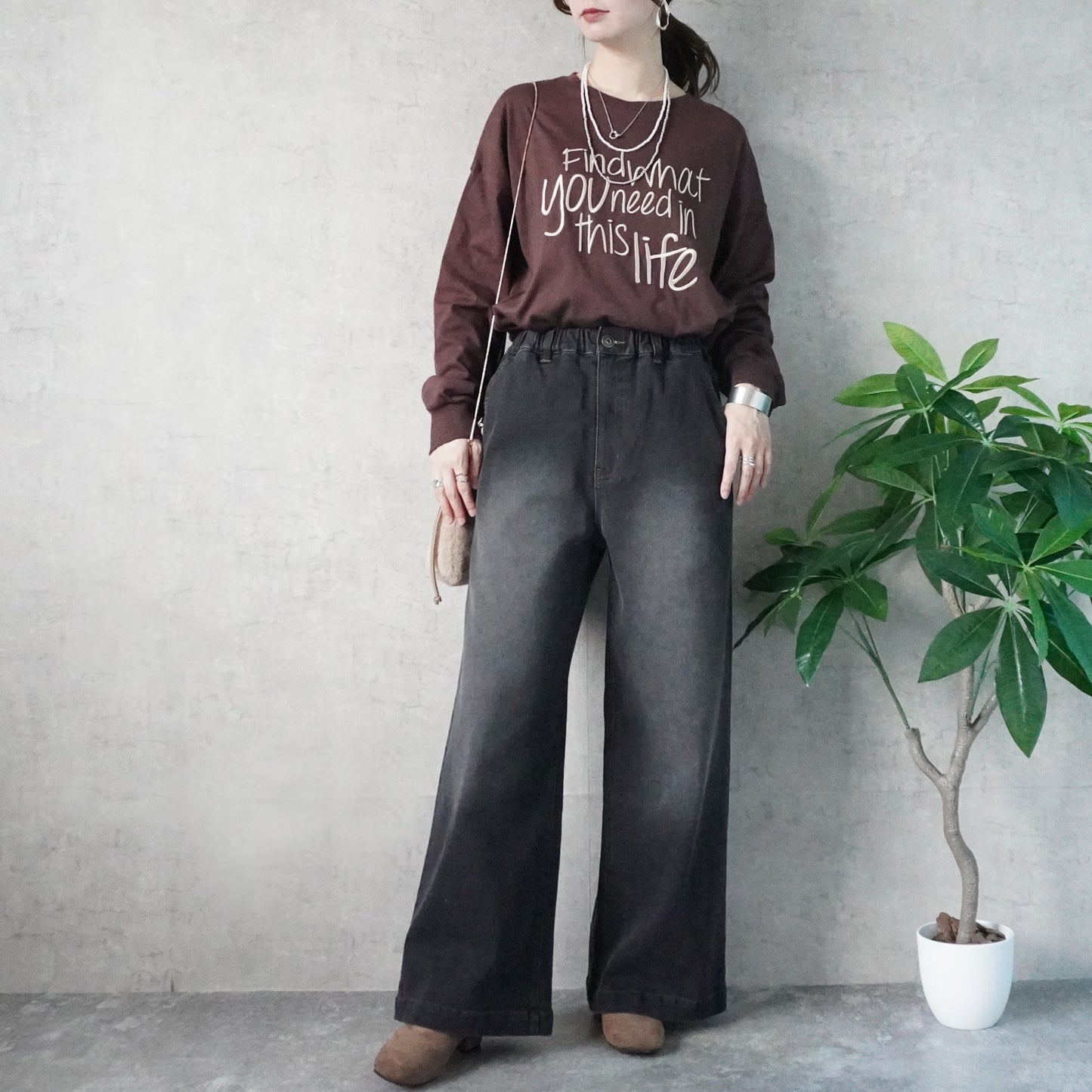 裏起毛ワイドパンツ