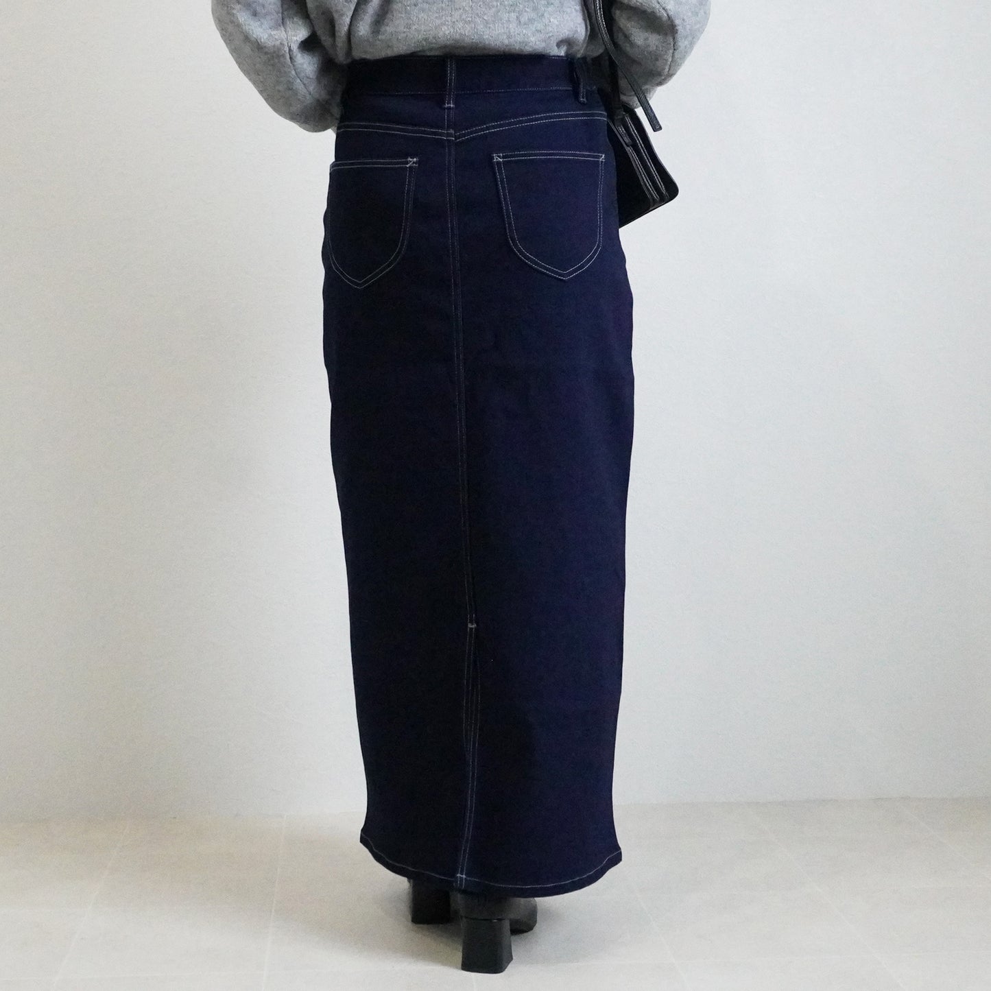 裏起毛デニムロングスカート