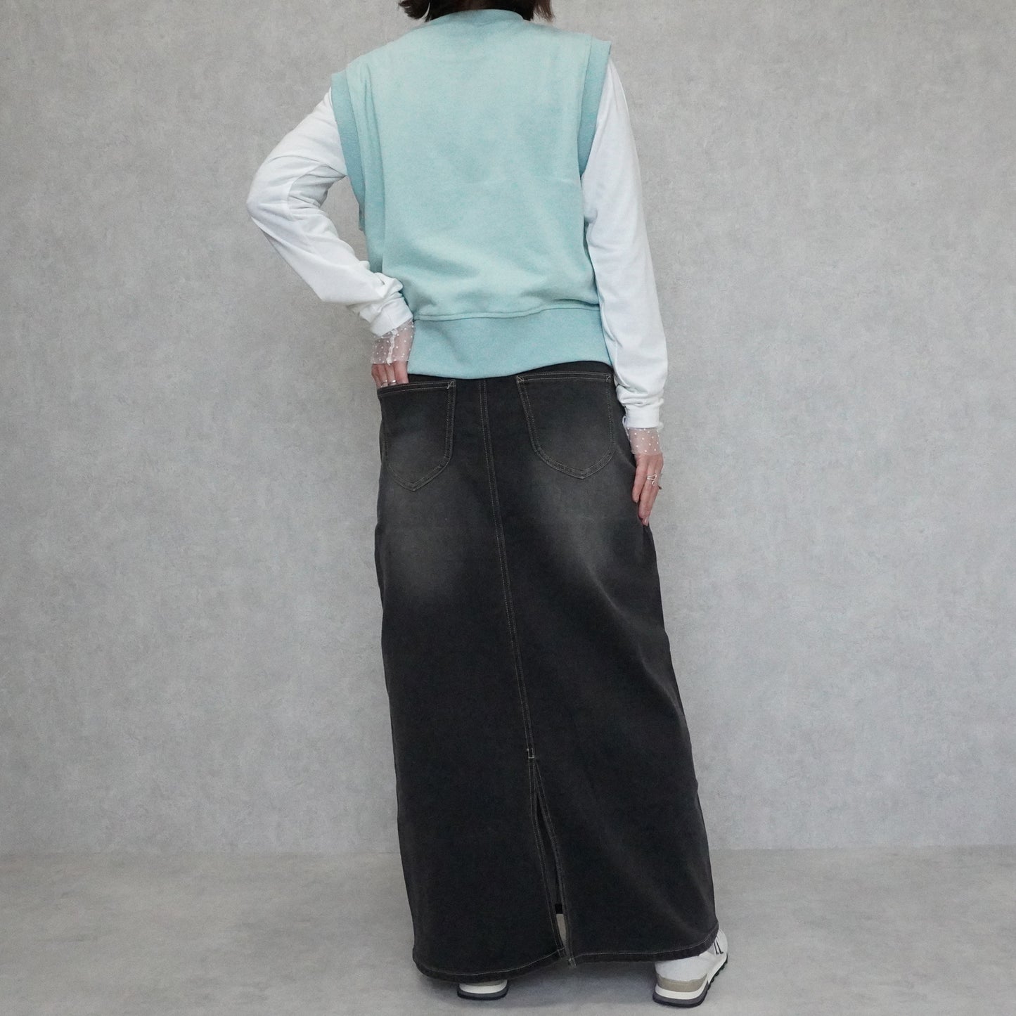 裏起毛デニムロングスカート