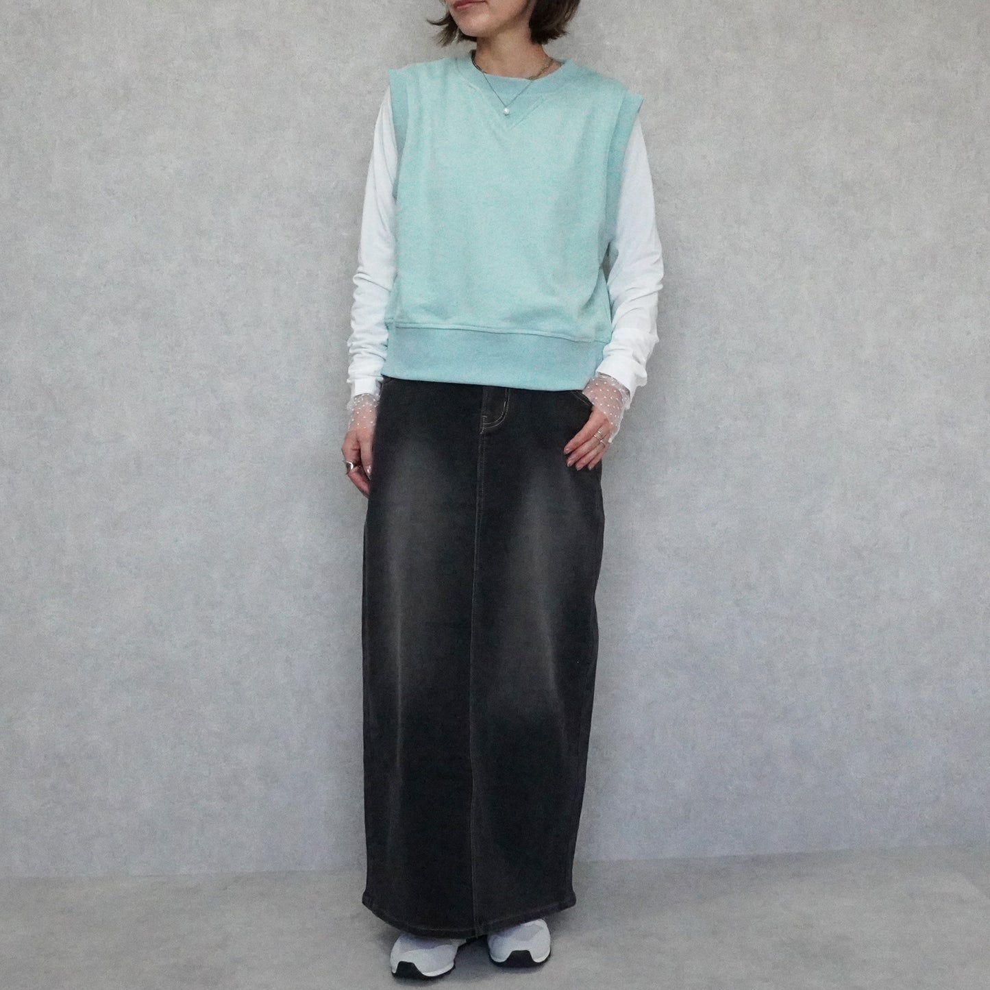 裏起毛デニムロングスカート