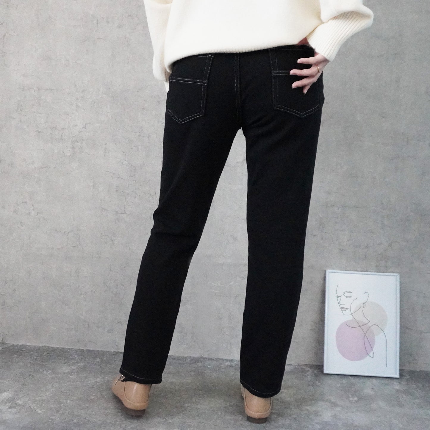 裏シャギーニットデニムスキニーパンツ