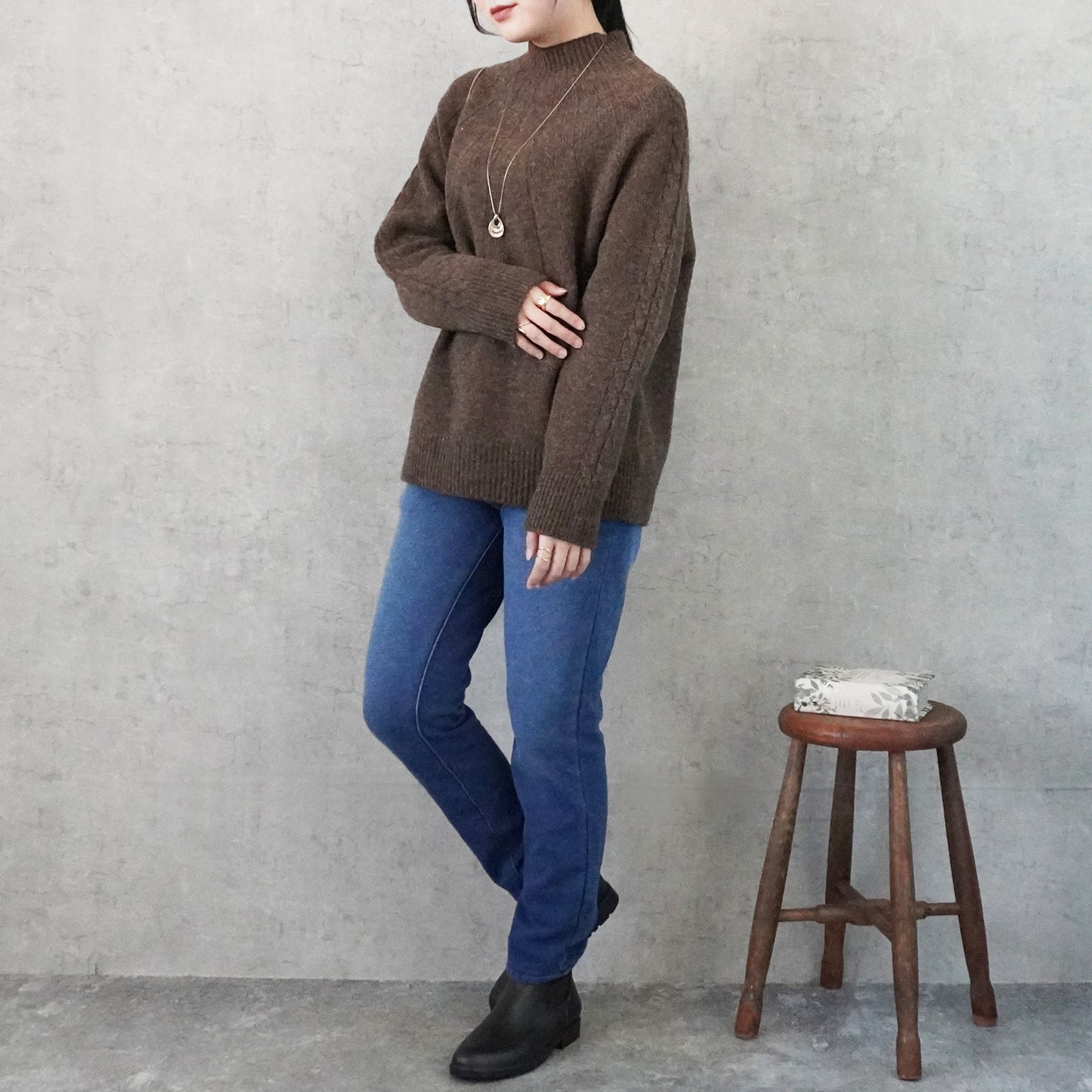 裏シャギーニットデニムスキニーパンツ