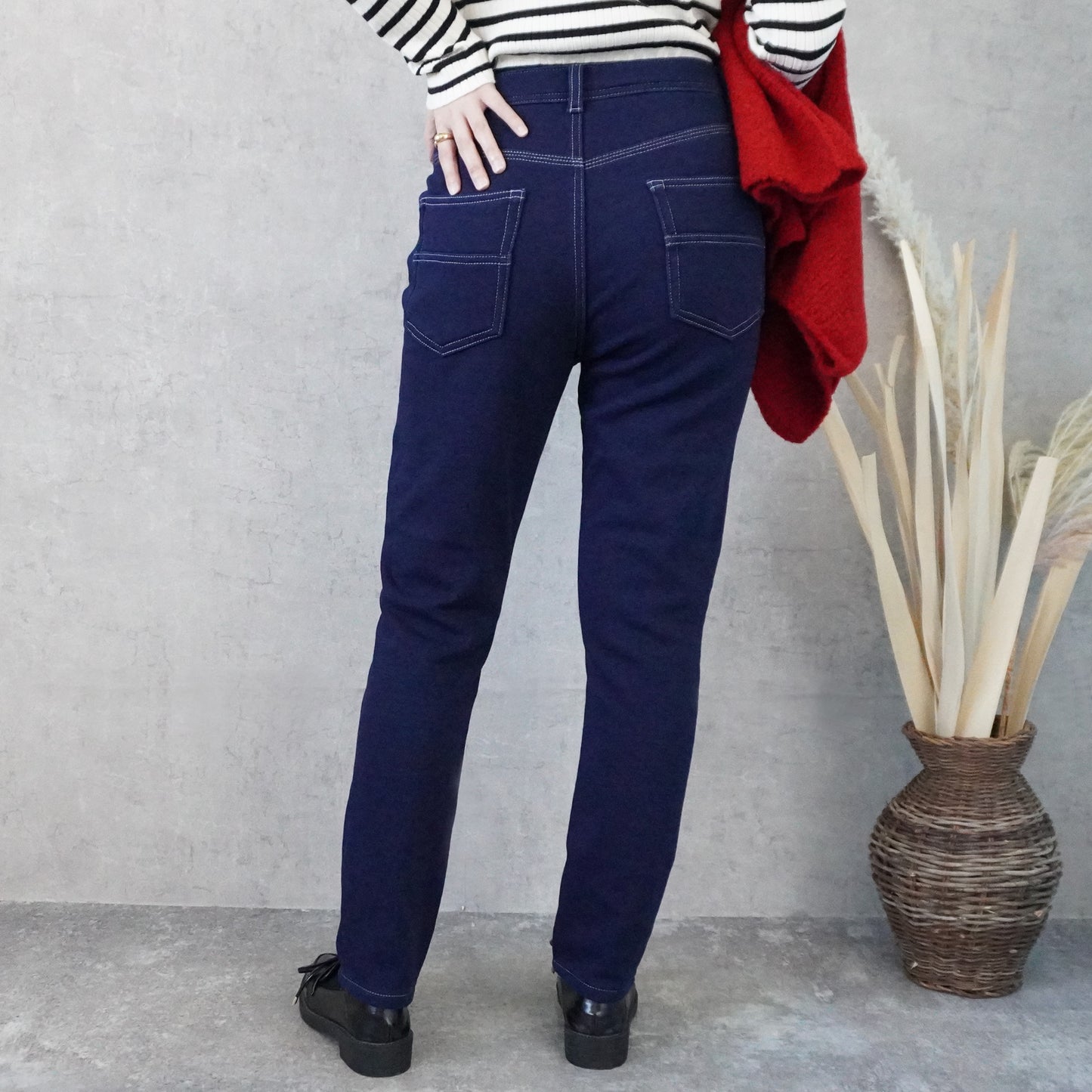 裏シャギーニットデニムスキニーパンツ