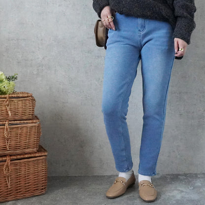 裏シャギーニットデニムスキニーパンツ