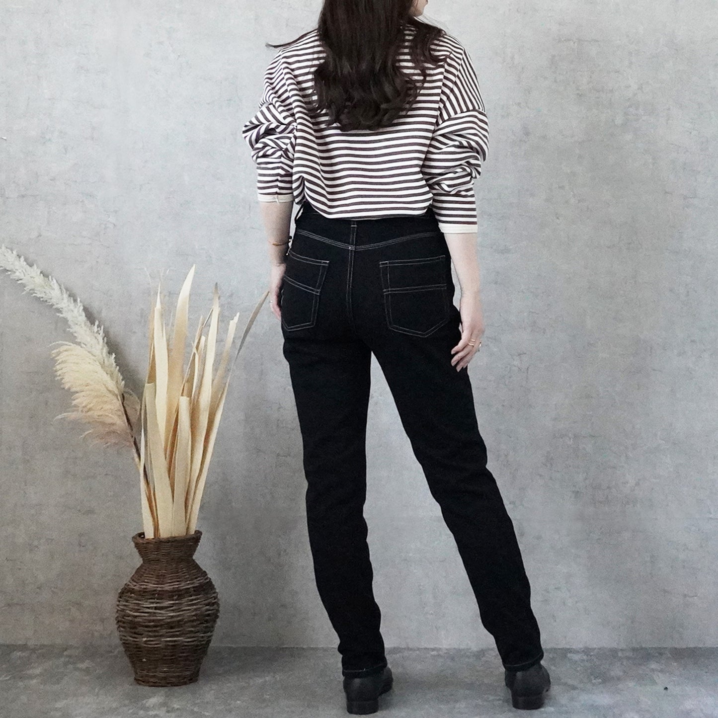 裏シャギーニットデニムスキニーパンツ