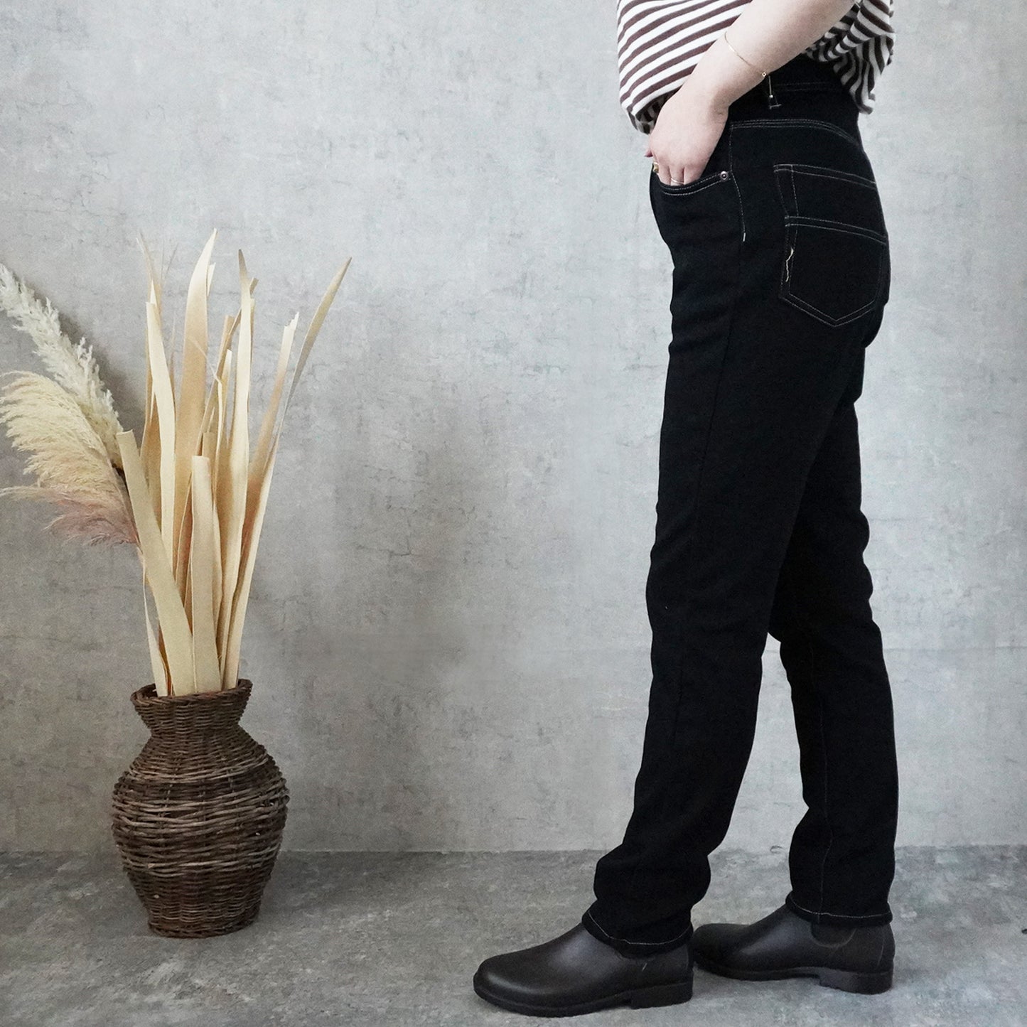 裏シャギーニットデニムスキニーパンツ