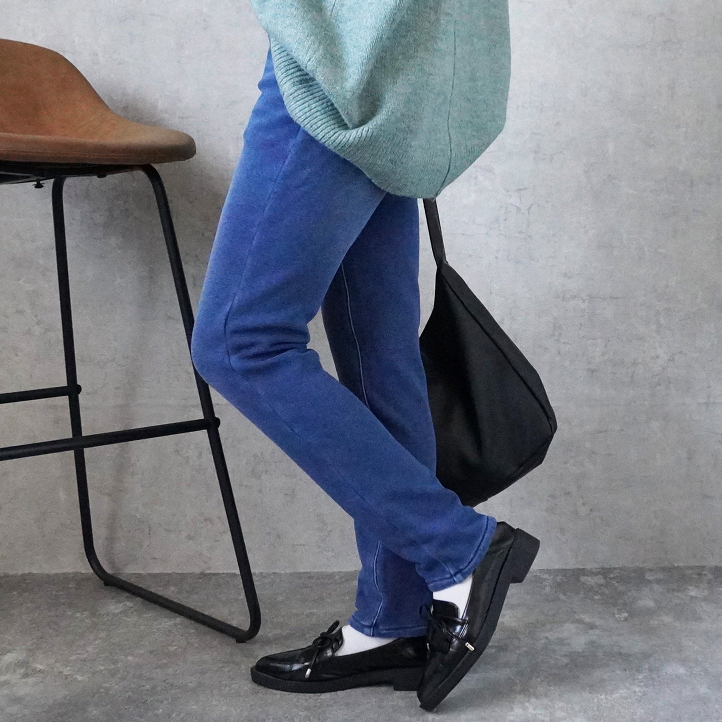 裏シャギーニットデニムスキニーパンツ