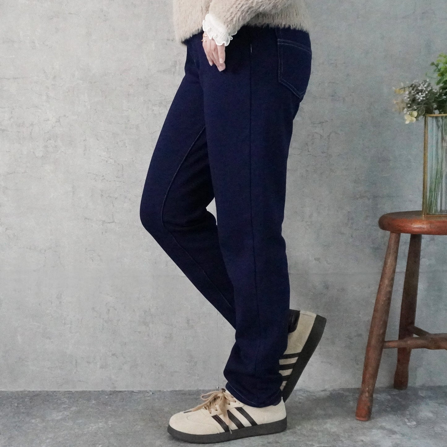 裏シャギーニットデニムスキニーパンツ