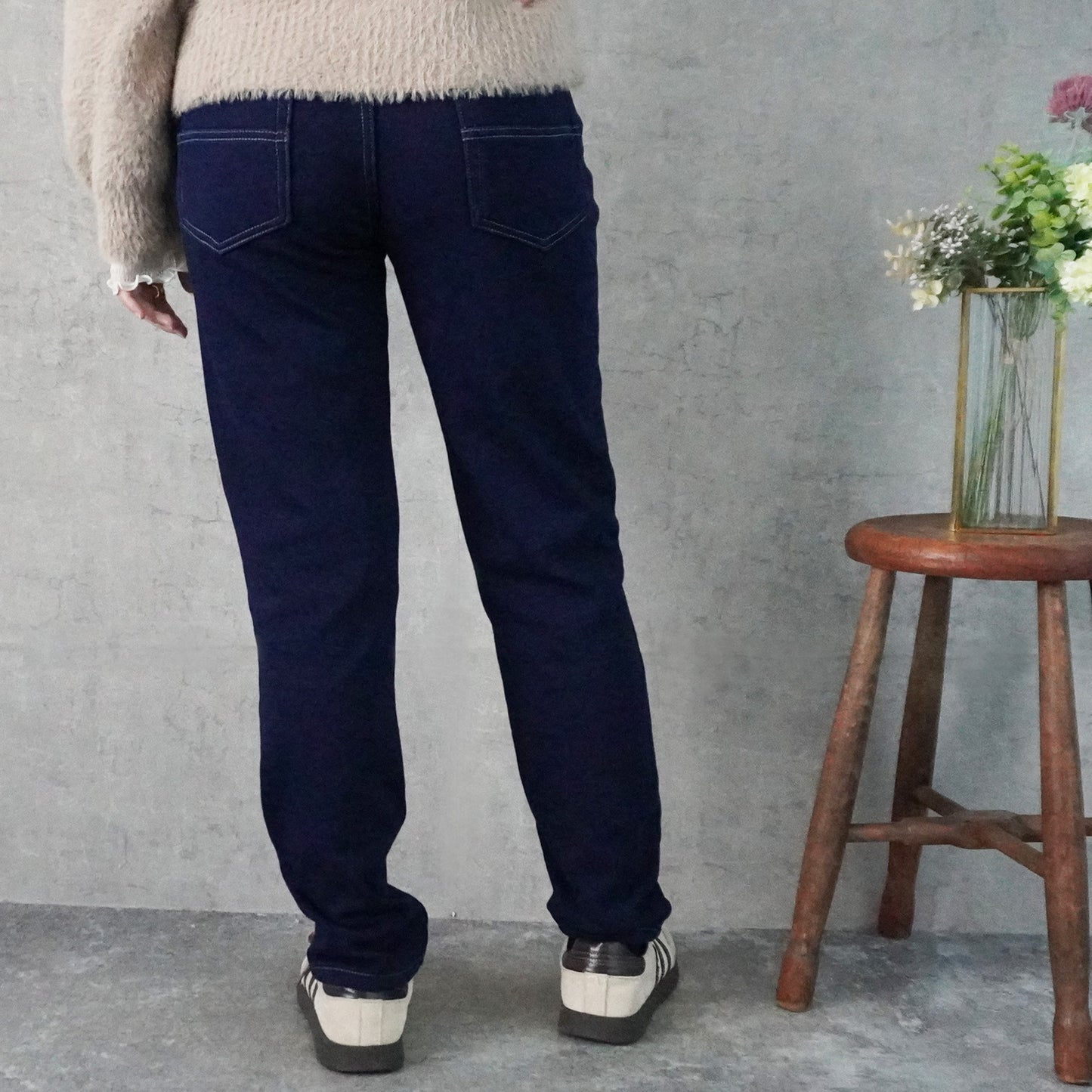 裏シャギーニットデニムスキニーパンツ