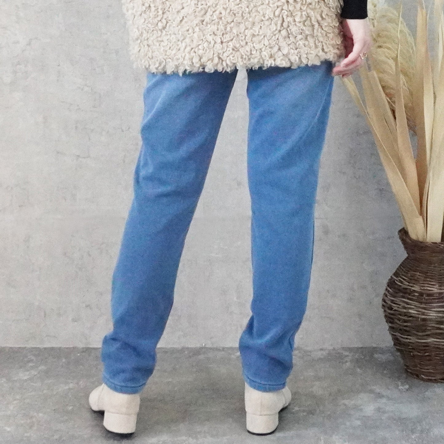 裏シャギーニットデニムスキニーパンツ