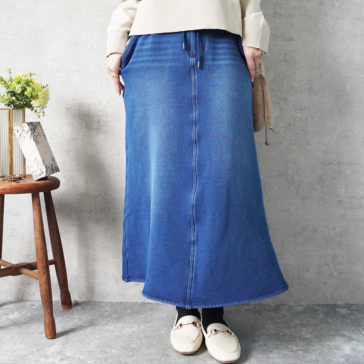 裏シャギーデニムスカート