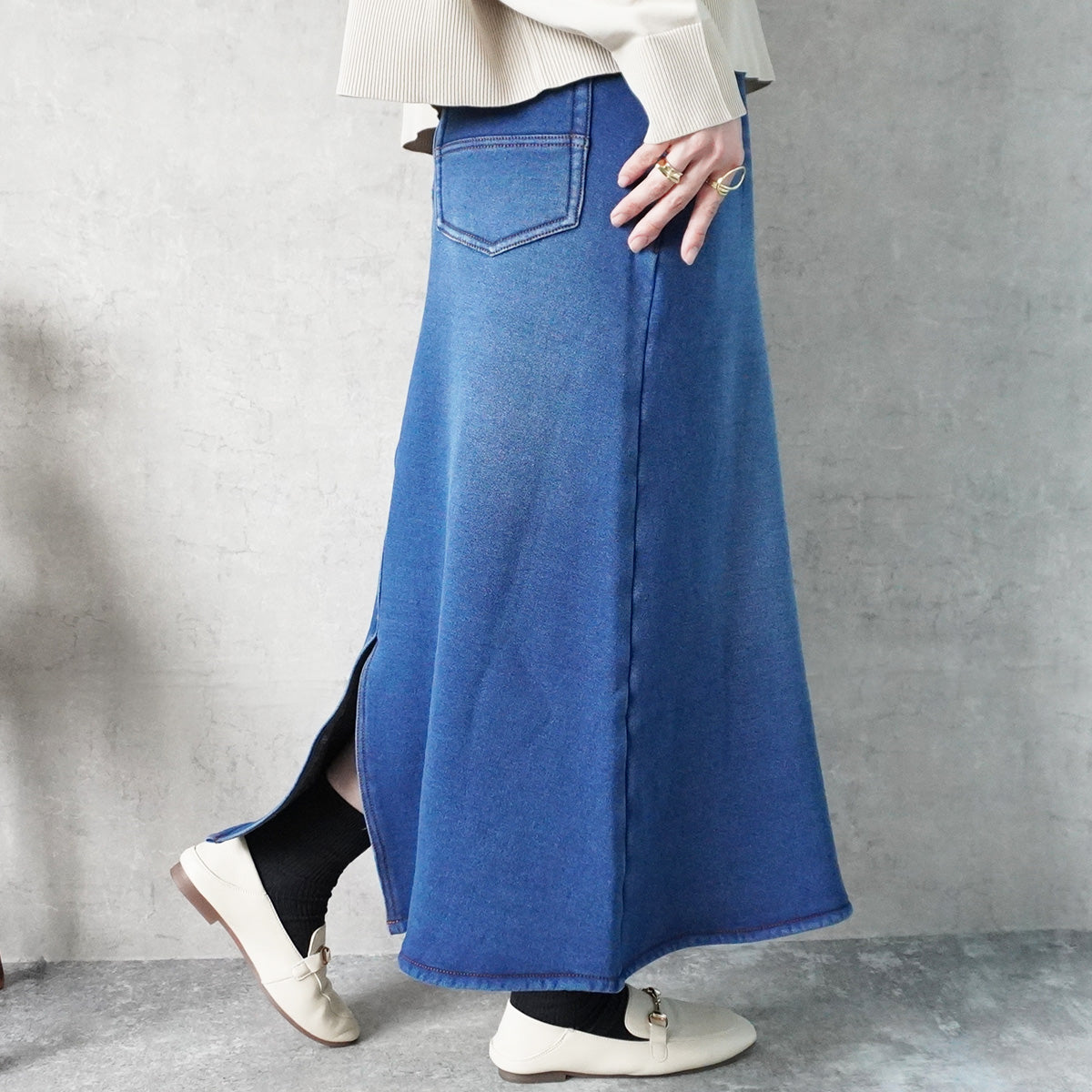 裏シャギーデニムスカート