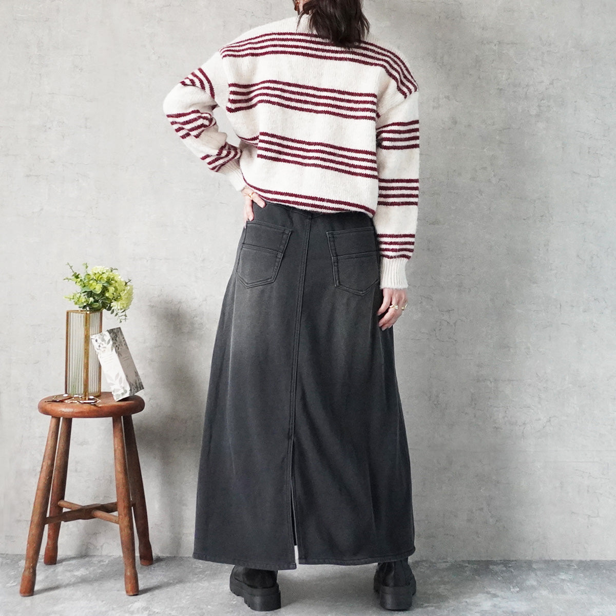 裏シャギーデニムスカート