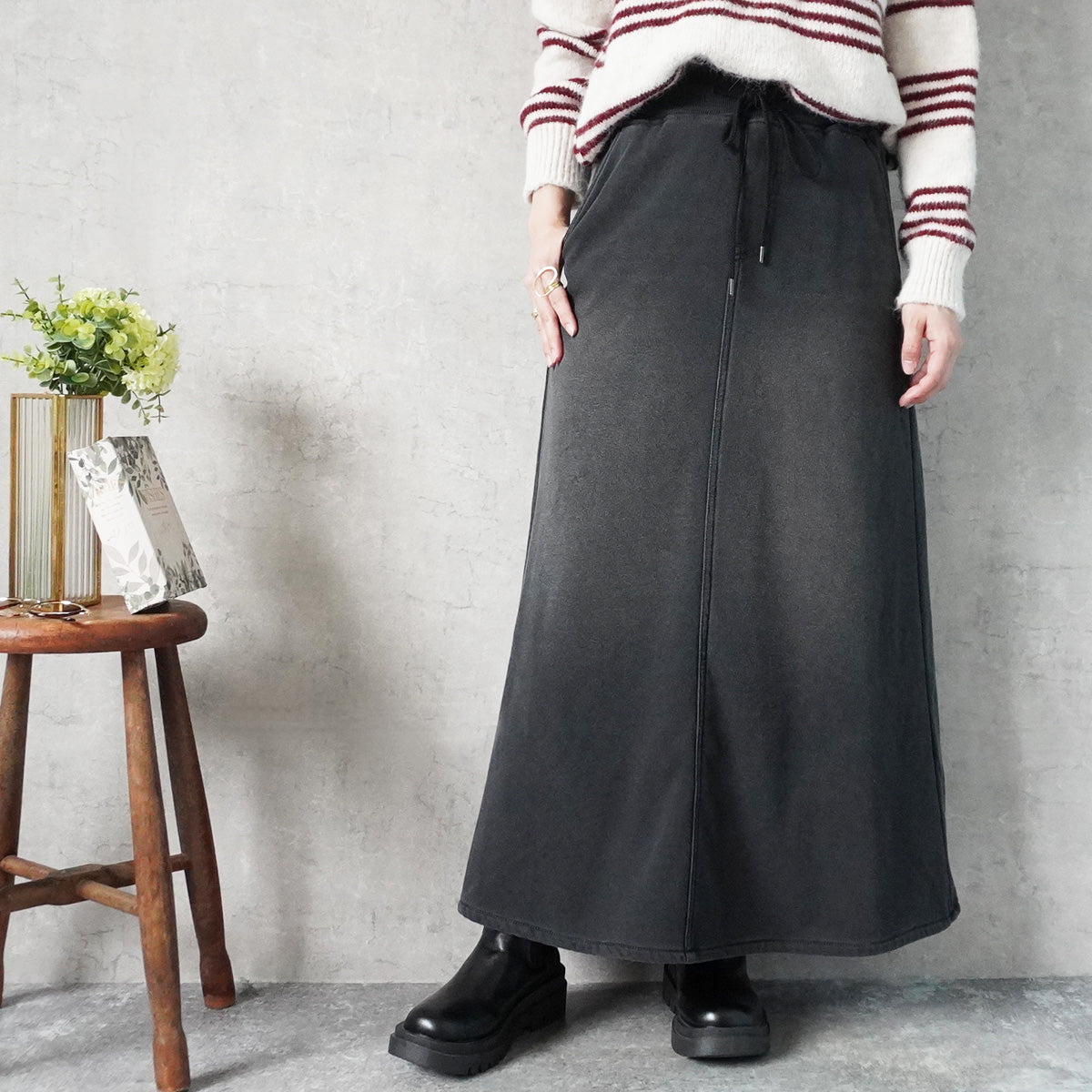 裏シャギーデニムスカート