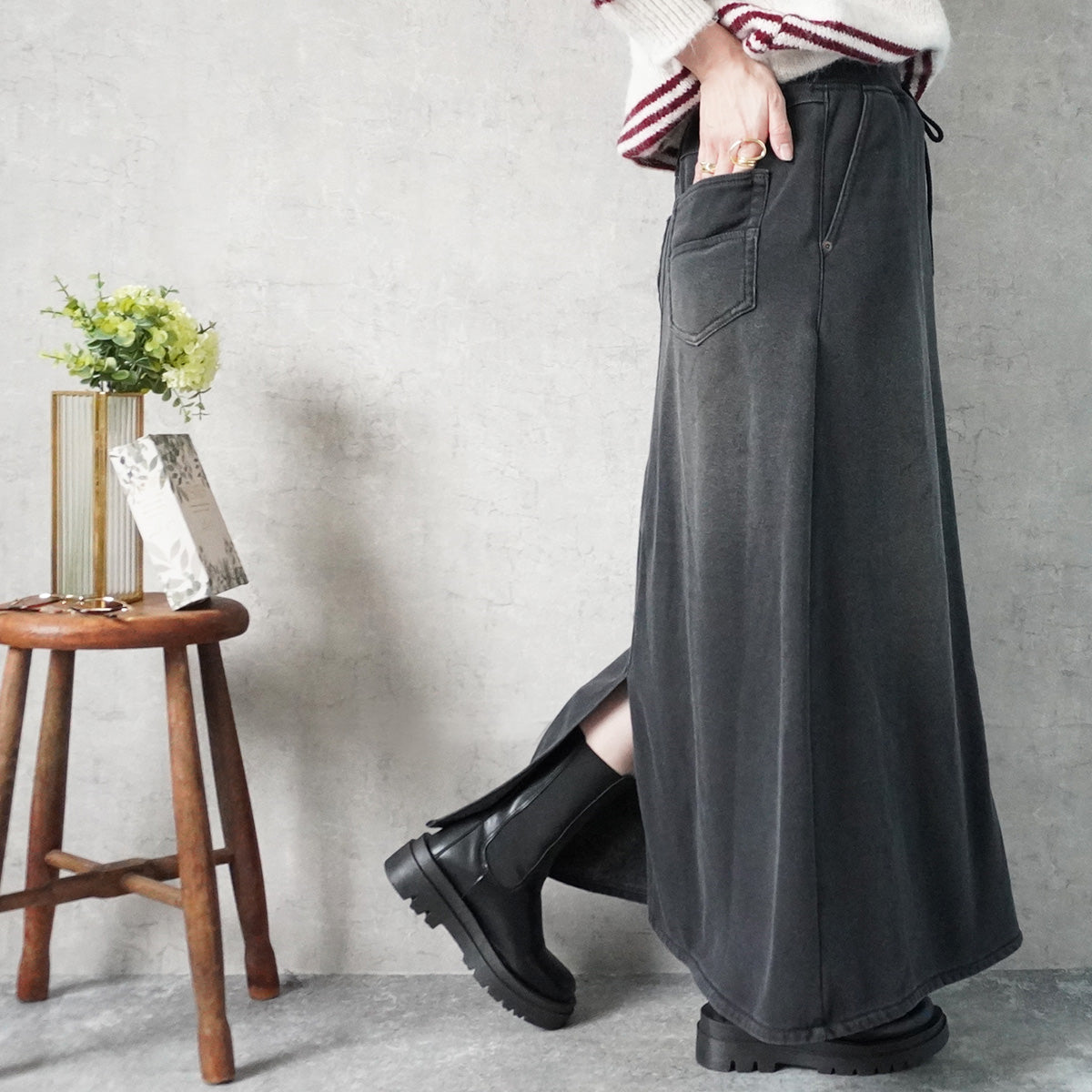 裏シャギーデニムスカート