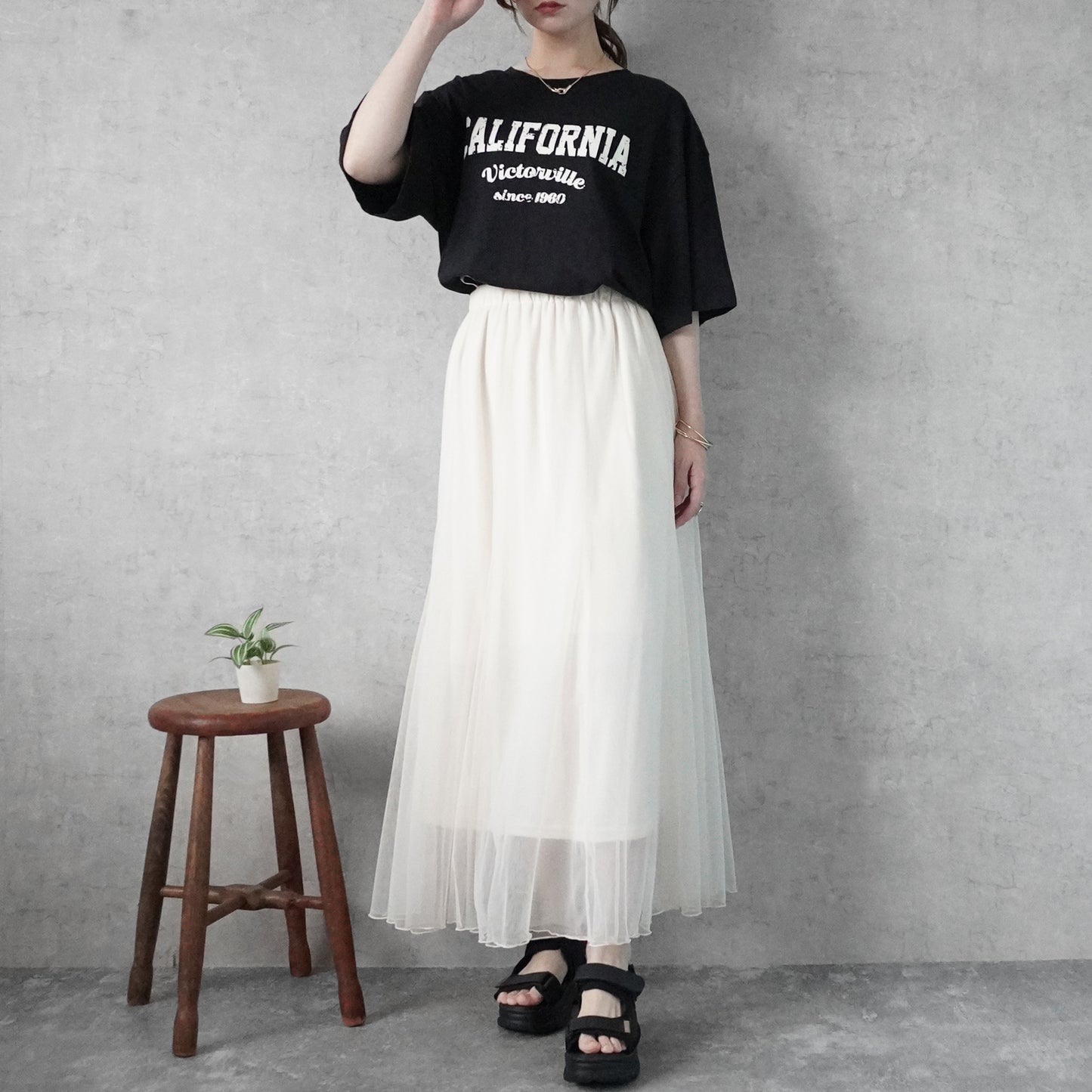 ダブルチュールロングスカート