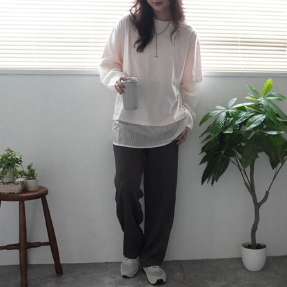 ポンチストレートワイドパンツ