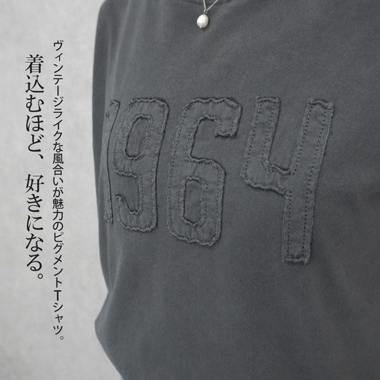 ピグメント刺繡天竺Tシャツ