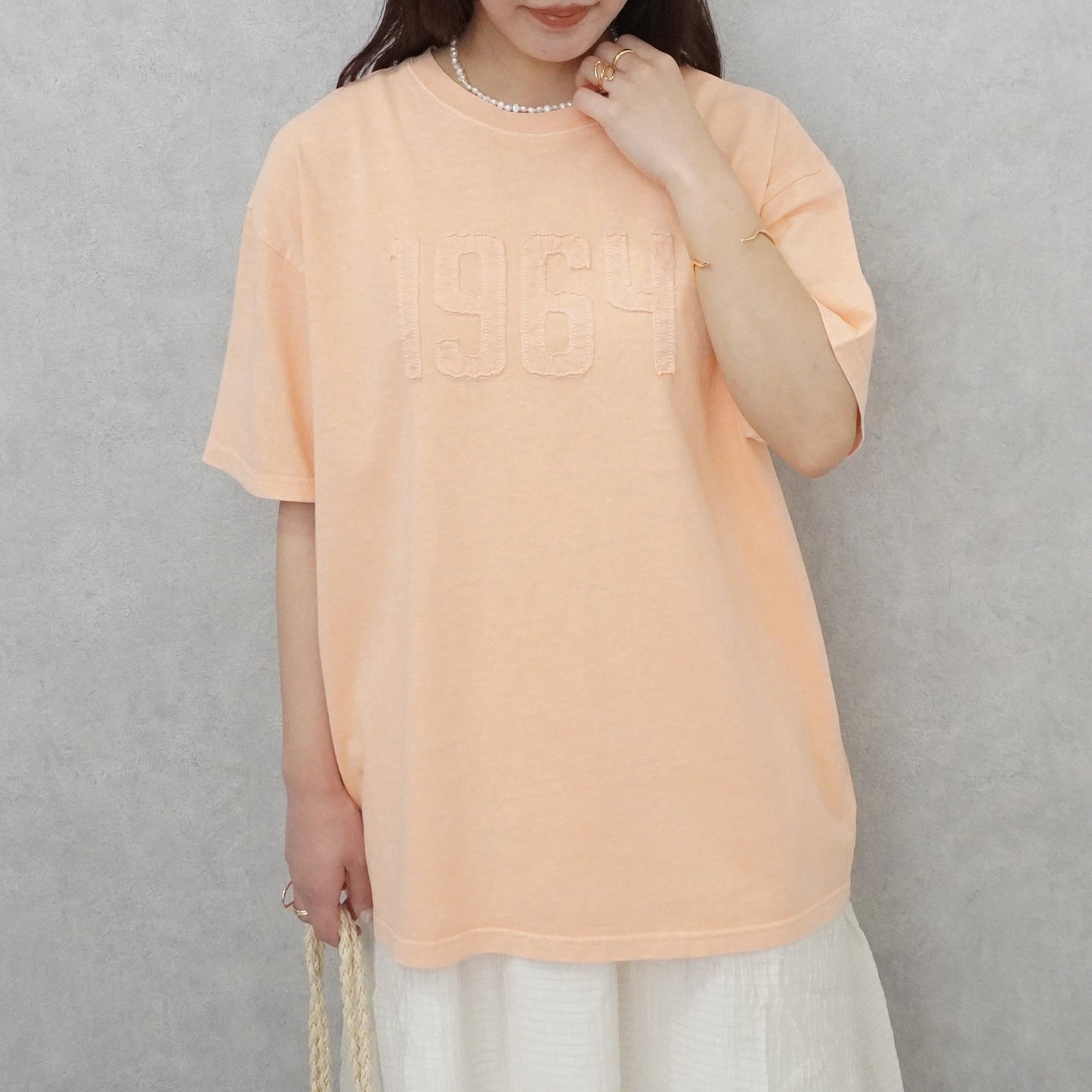 ピグメント刺繡天竺Tシャツ