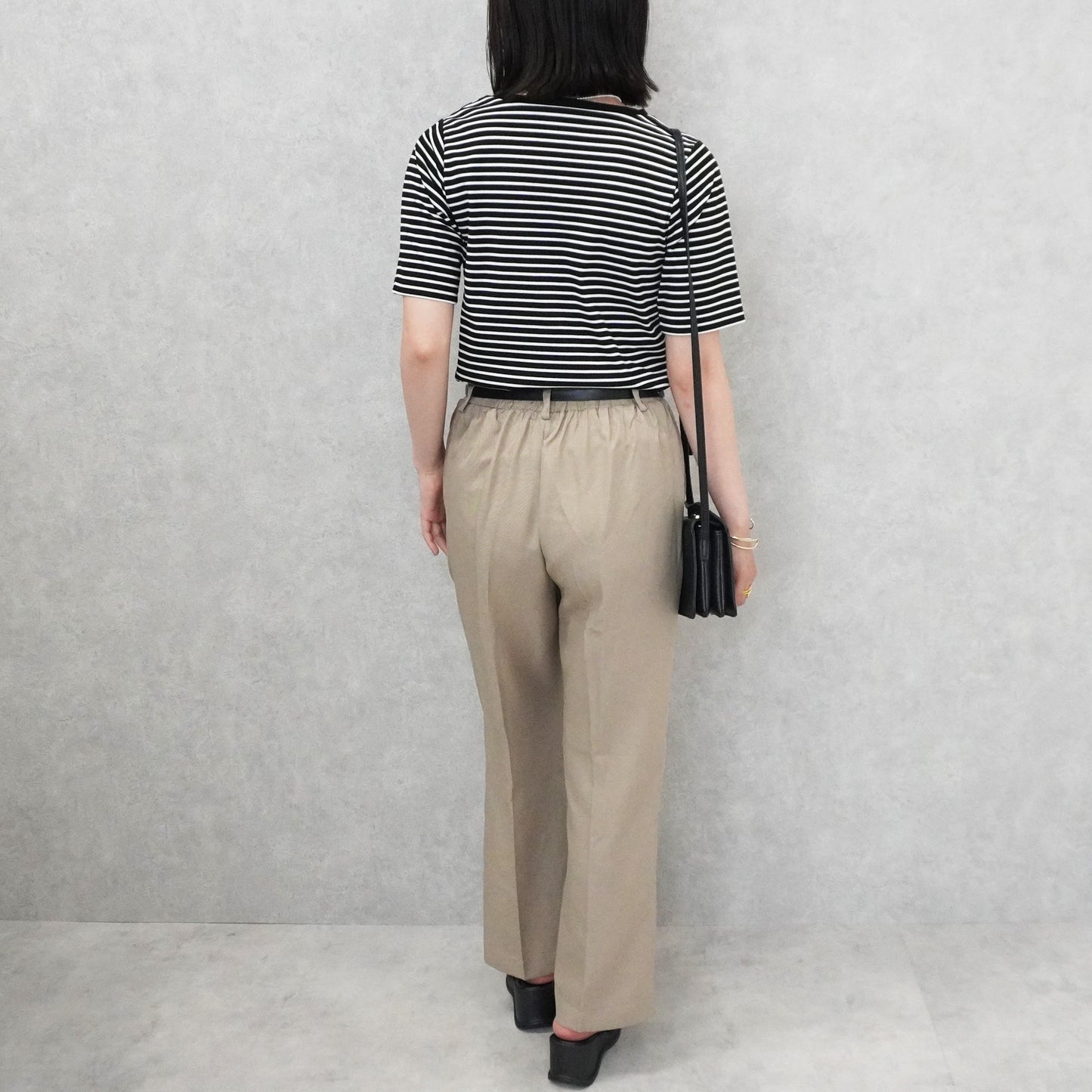 配色ヘンリーネックテレコリブTシャツ
