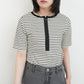 配色ヘンリーネックテレコリブTシャツ