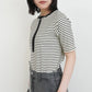 配色ヘンリーネックテレコリブTシャツ