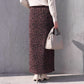 レオパード・ドット柄プリーツタイトスカート