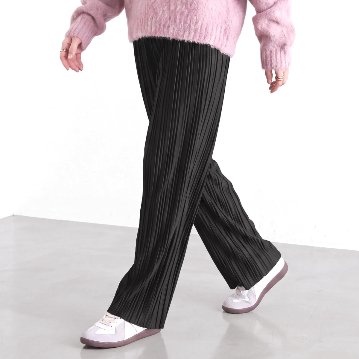 ベロア風プリーツパンツ