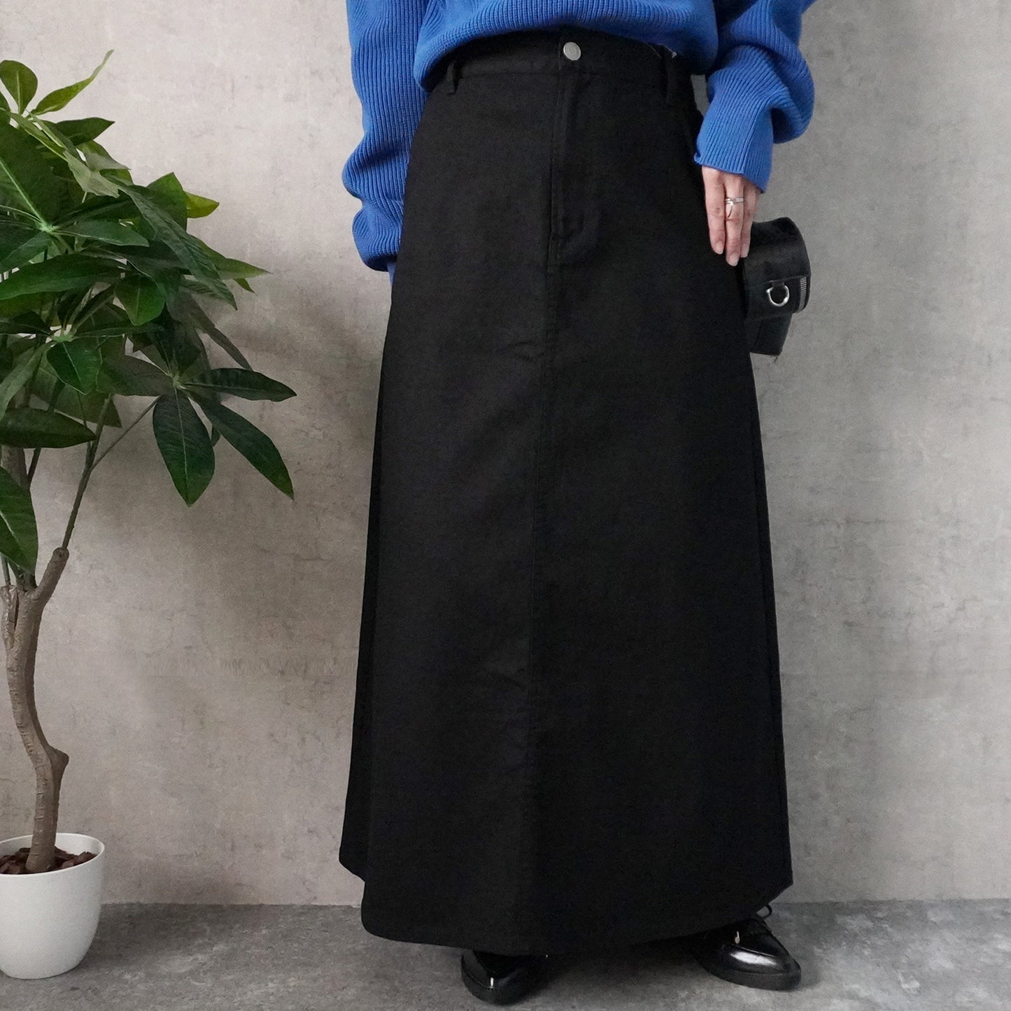 カラーセミフレアー超ロングスカート