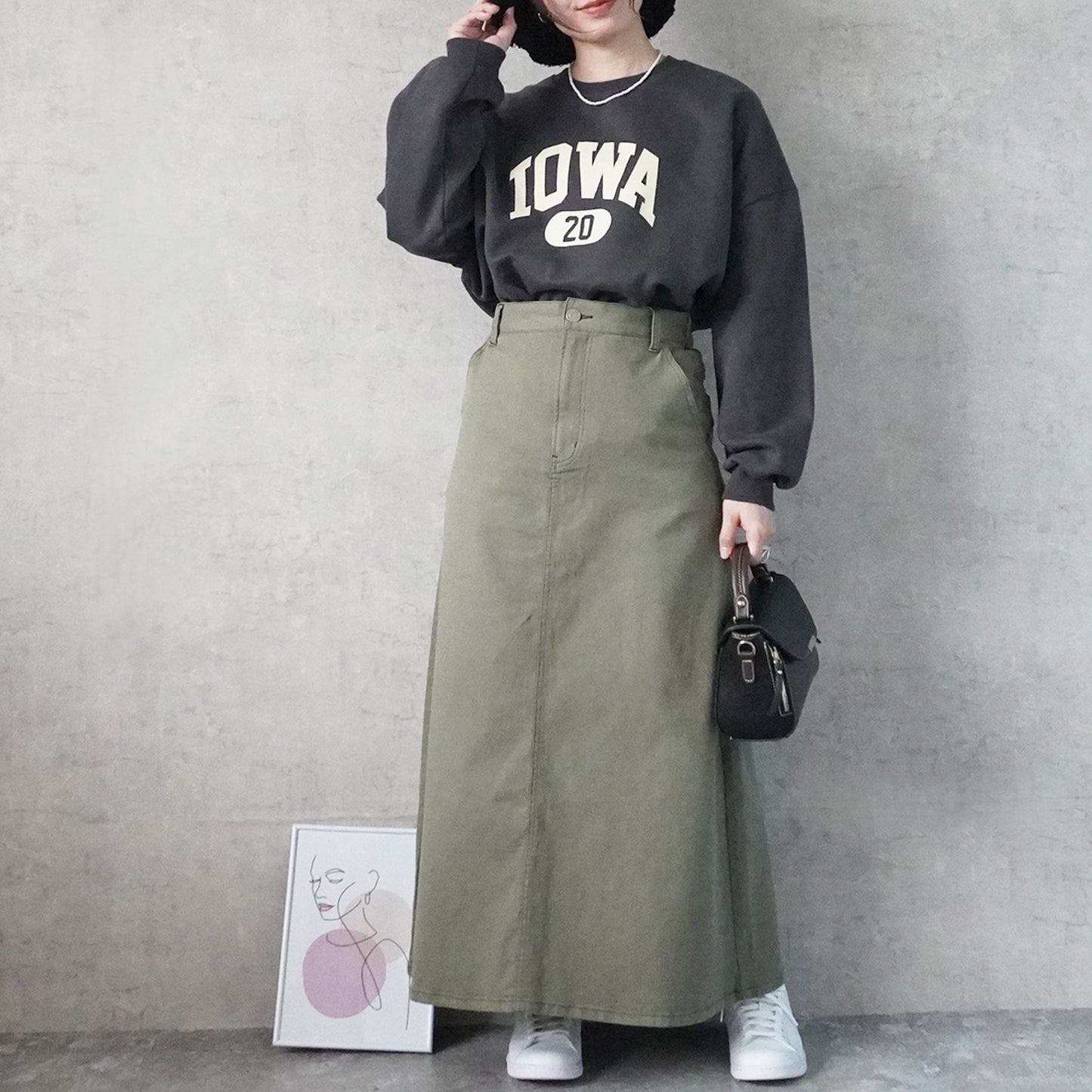 カラーセミフレアー超ロングスカート
