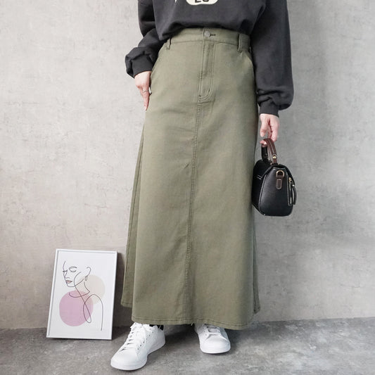 カラーセミフレアー超ロングスカート