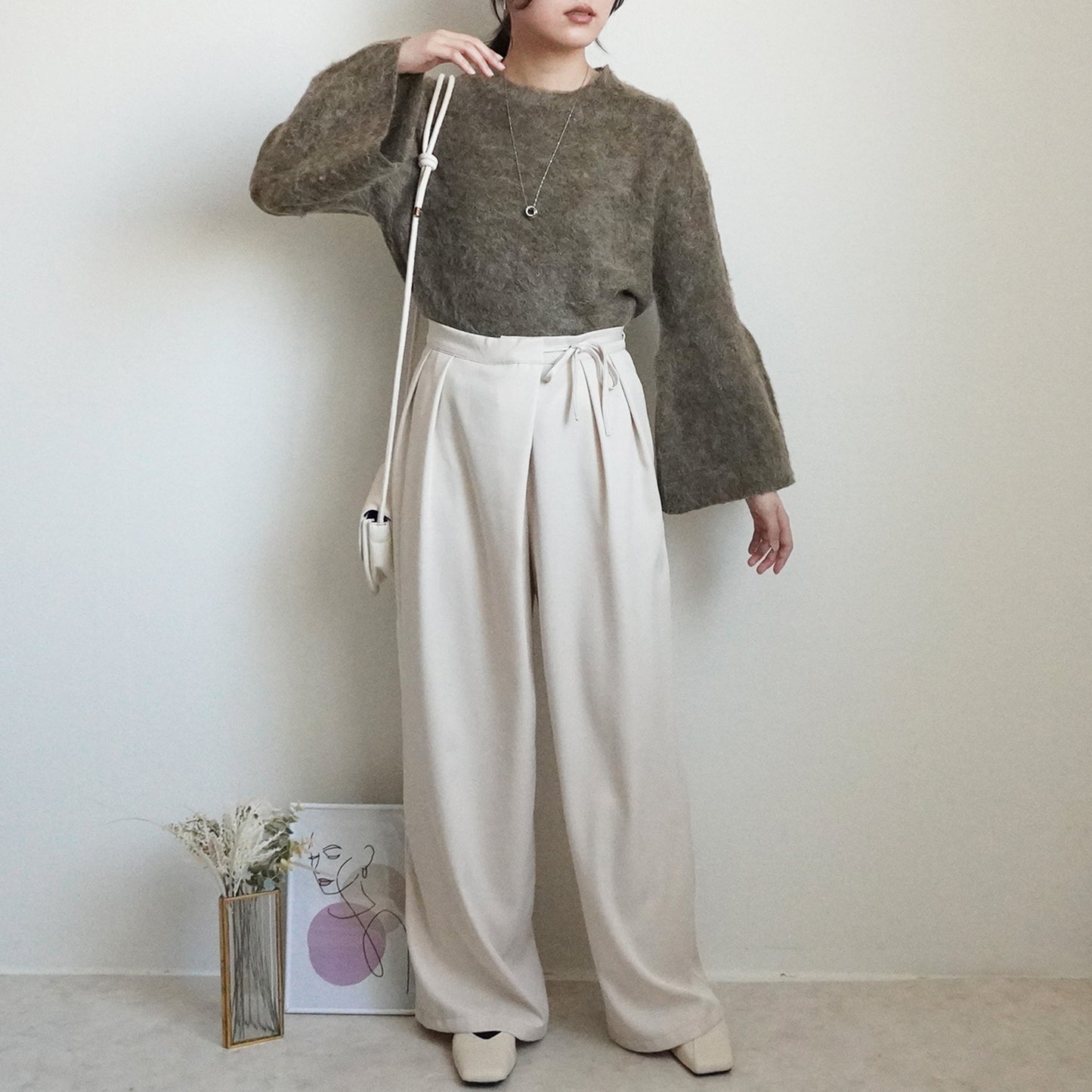 シャギーフレアスリーブニット