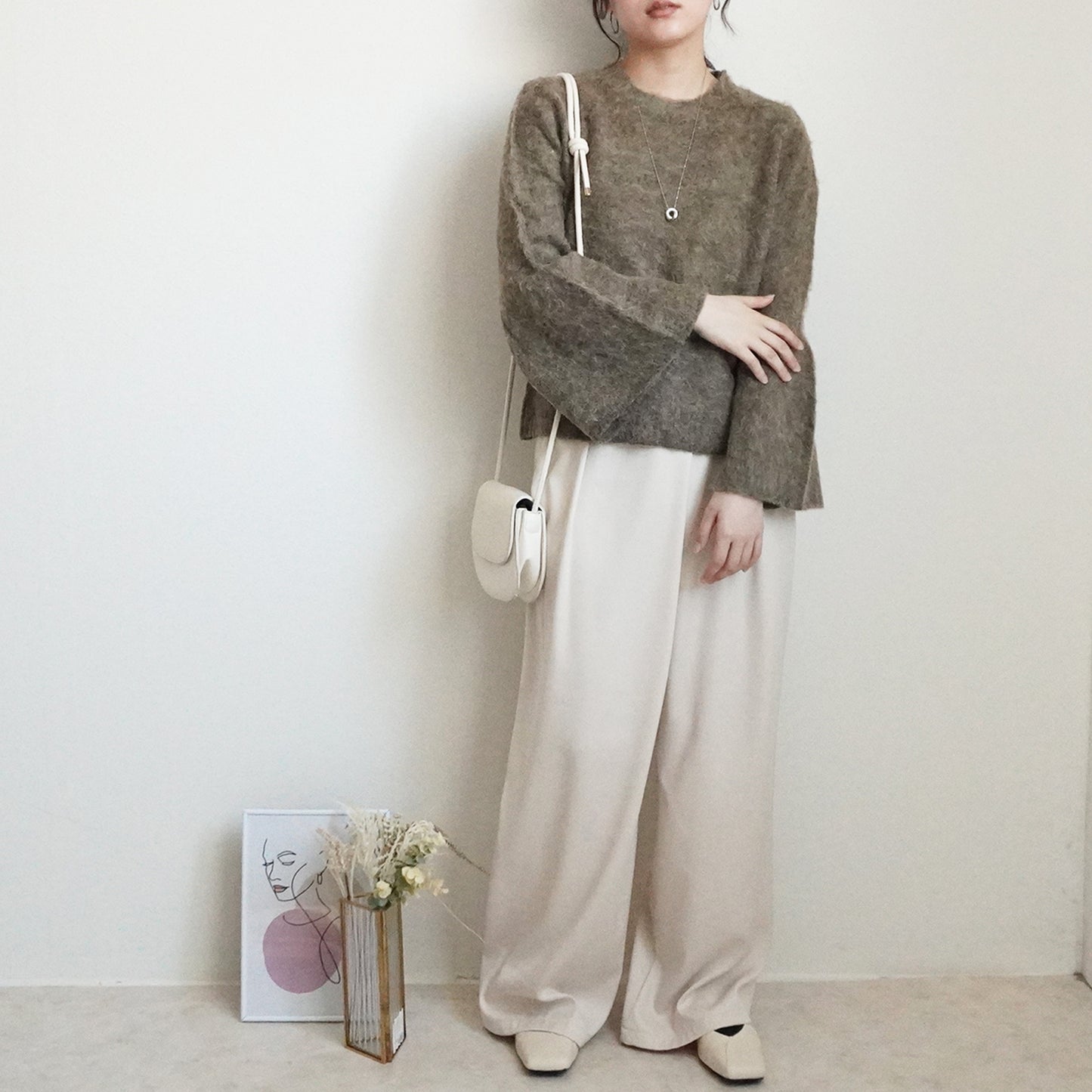 シャギーフレアスリーブニット