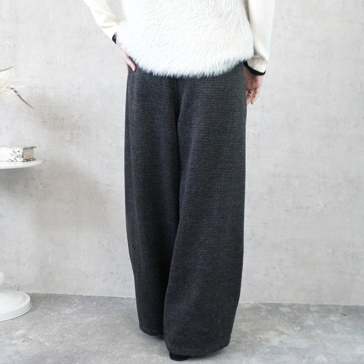 ツイードタックワイドパンツ