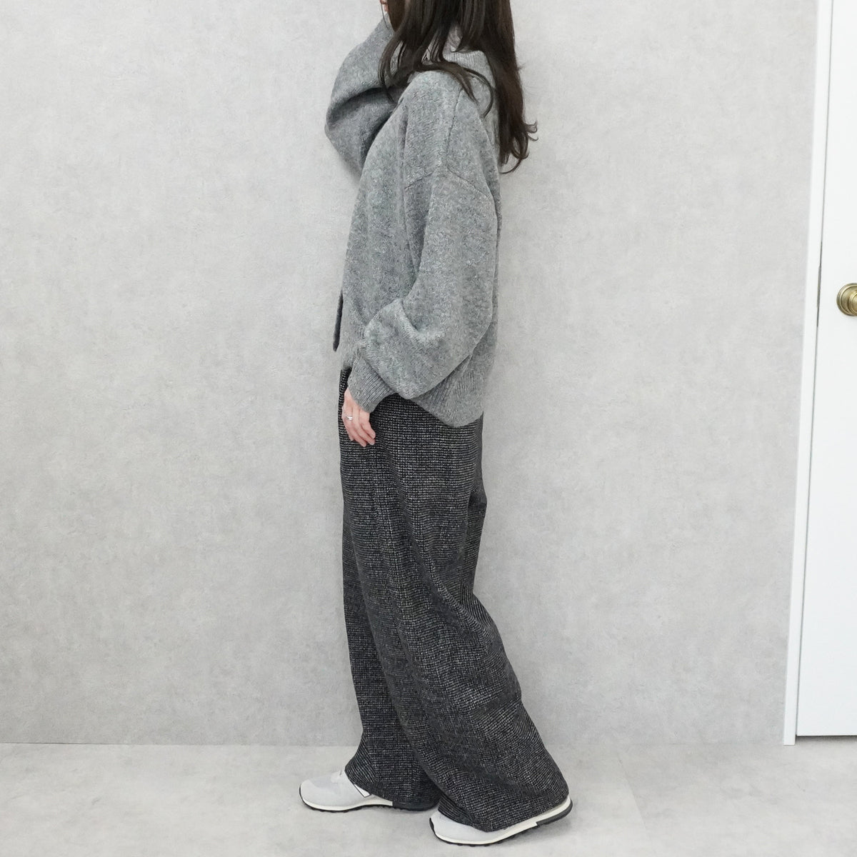 ツイードタックワイドパンツ