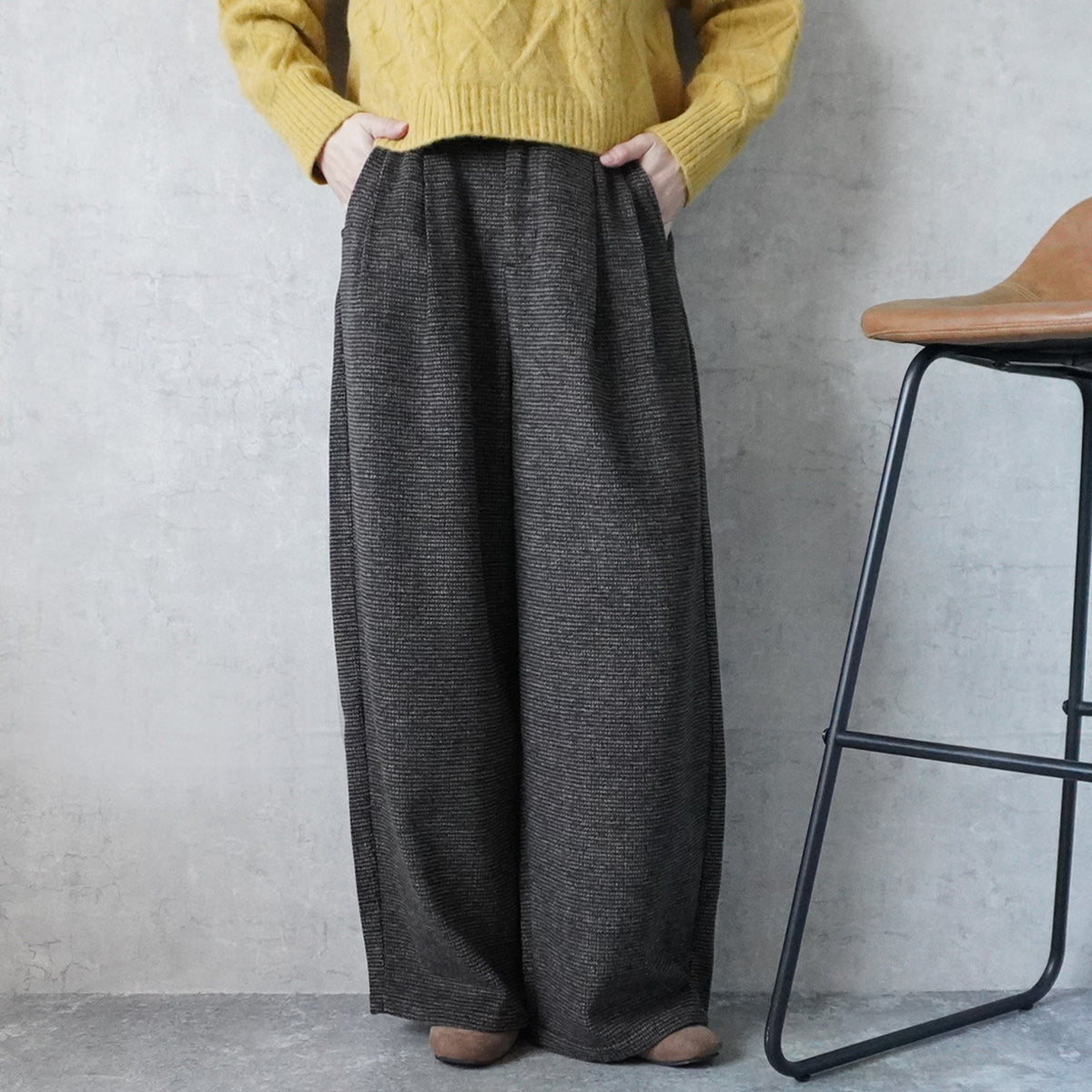 ツイードタックワイドパンツ