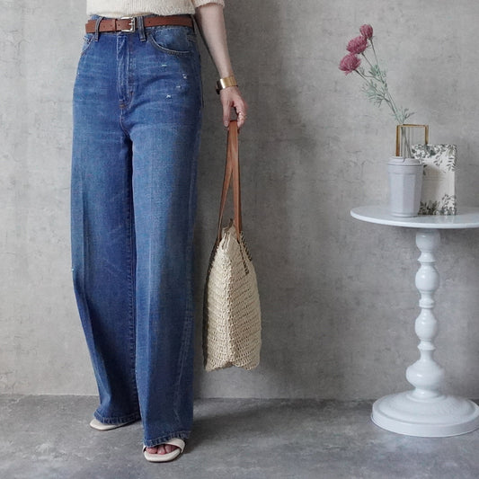 ヴィンテージデニムハイウエストストレートパンツ