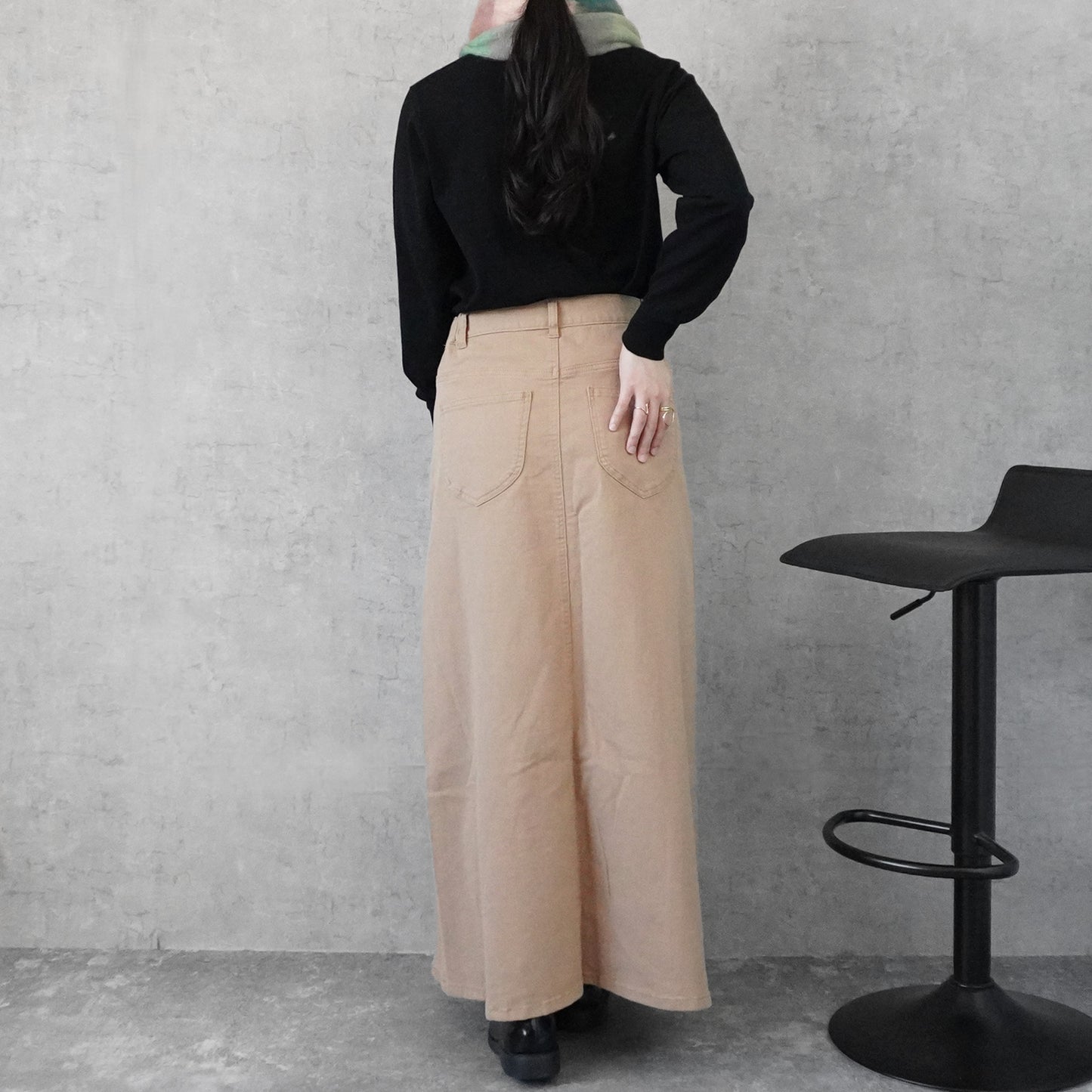 カラーセミフレアー超ロングスカート