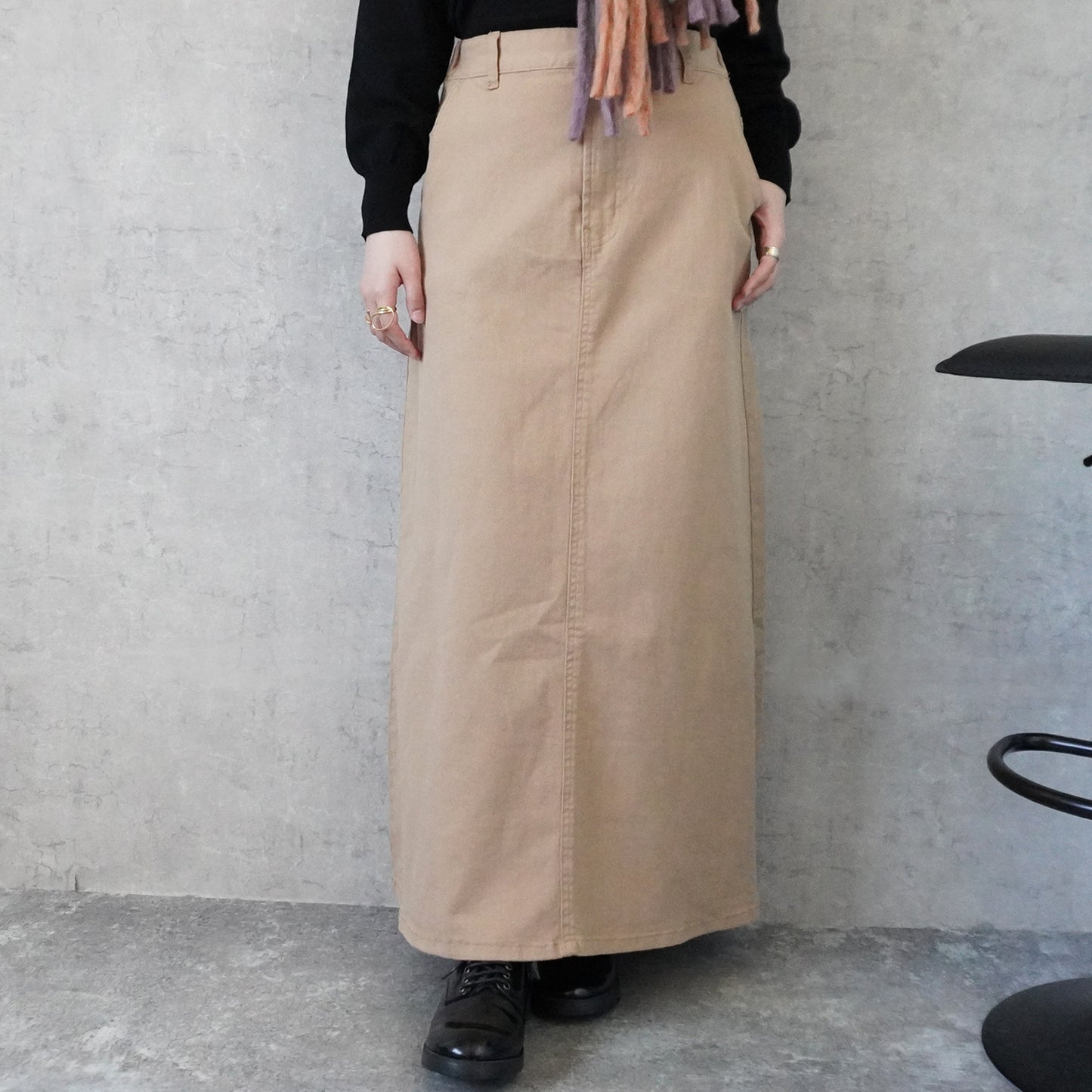 カラーセミフレアー超ロングスカート