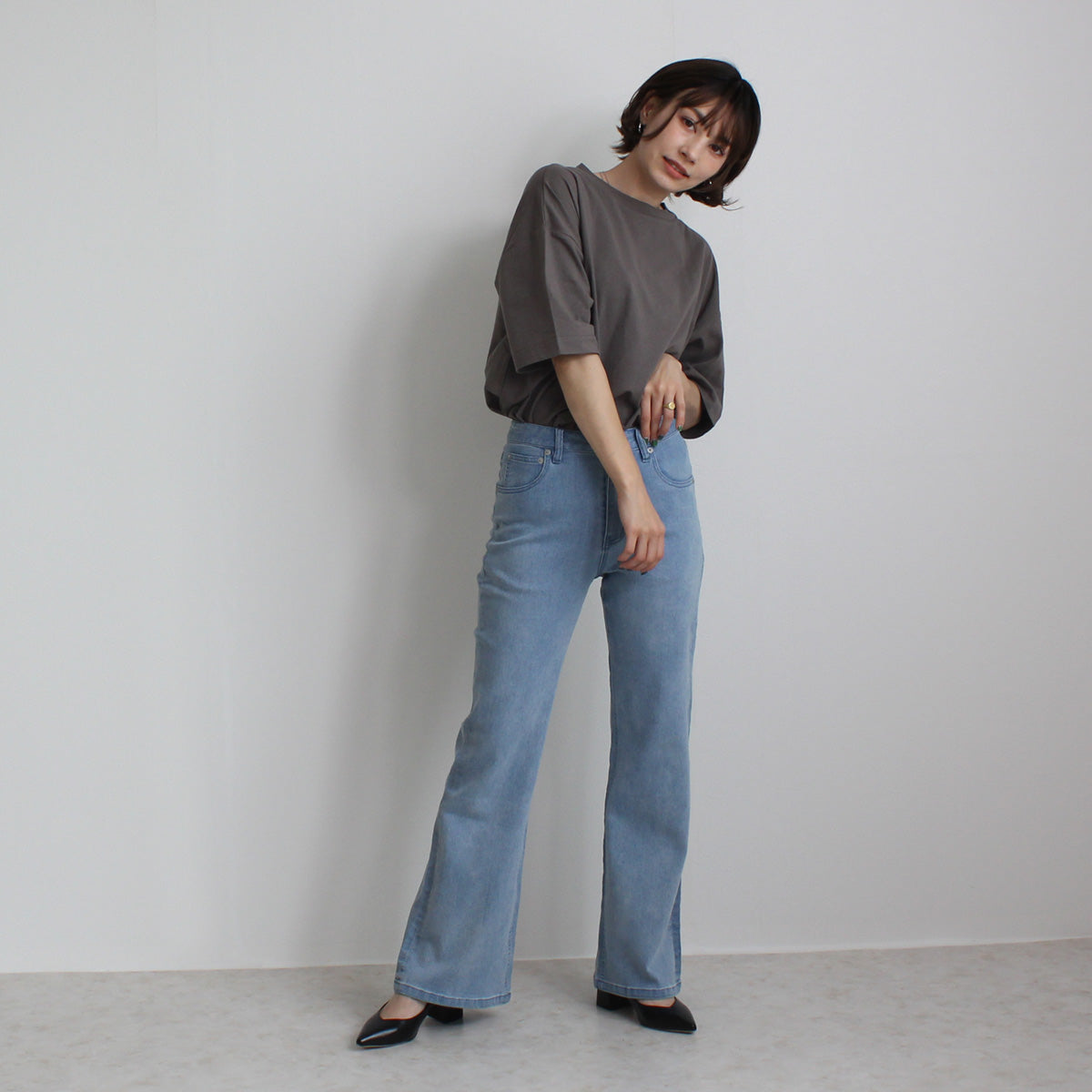 w waist flare pants ダブルウェストフレアパンツ